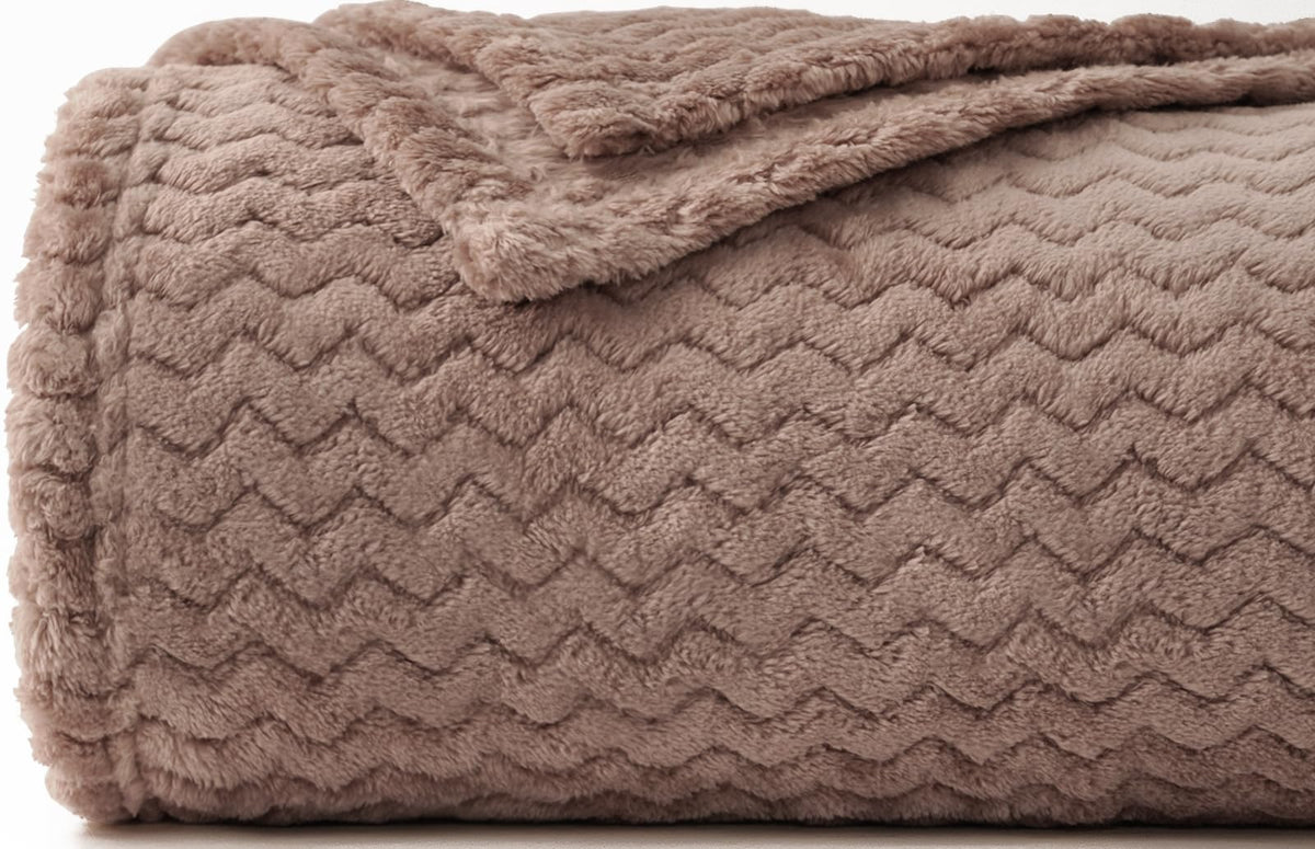 Dissa Fleece Blanket Throw Size - 60X80, Wave, Camel - Soft, Plush, Fluffy, Fuzzy, Warm, Cozy - Perfect Throw For Couch, Bed, So