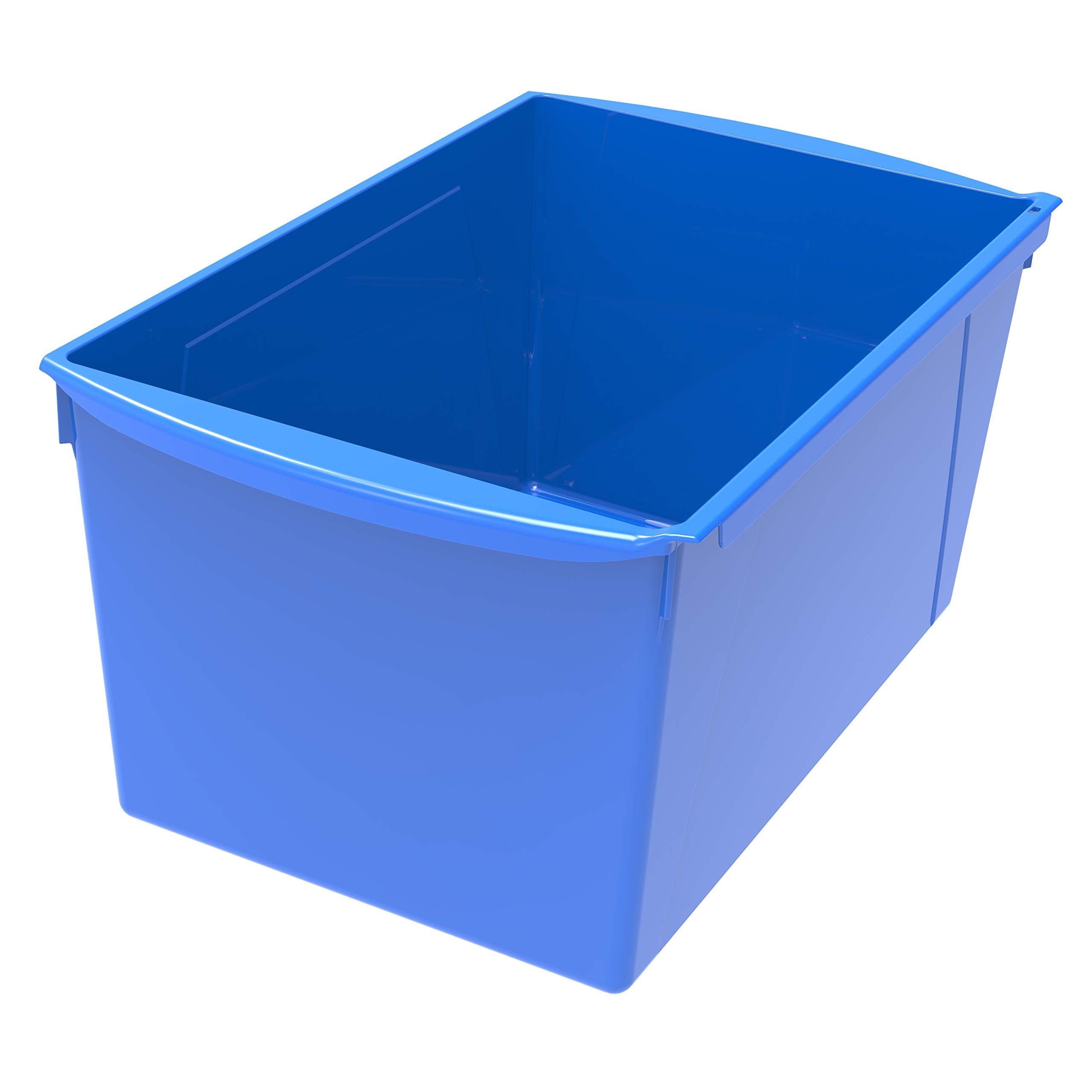 Storex Extra-Large Book Bin, Interlocking Plastic Organizer For Home, Office And Classroom, Blue, 1-Pack (71135A06C)