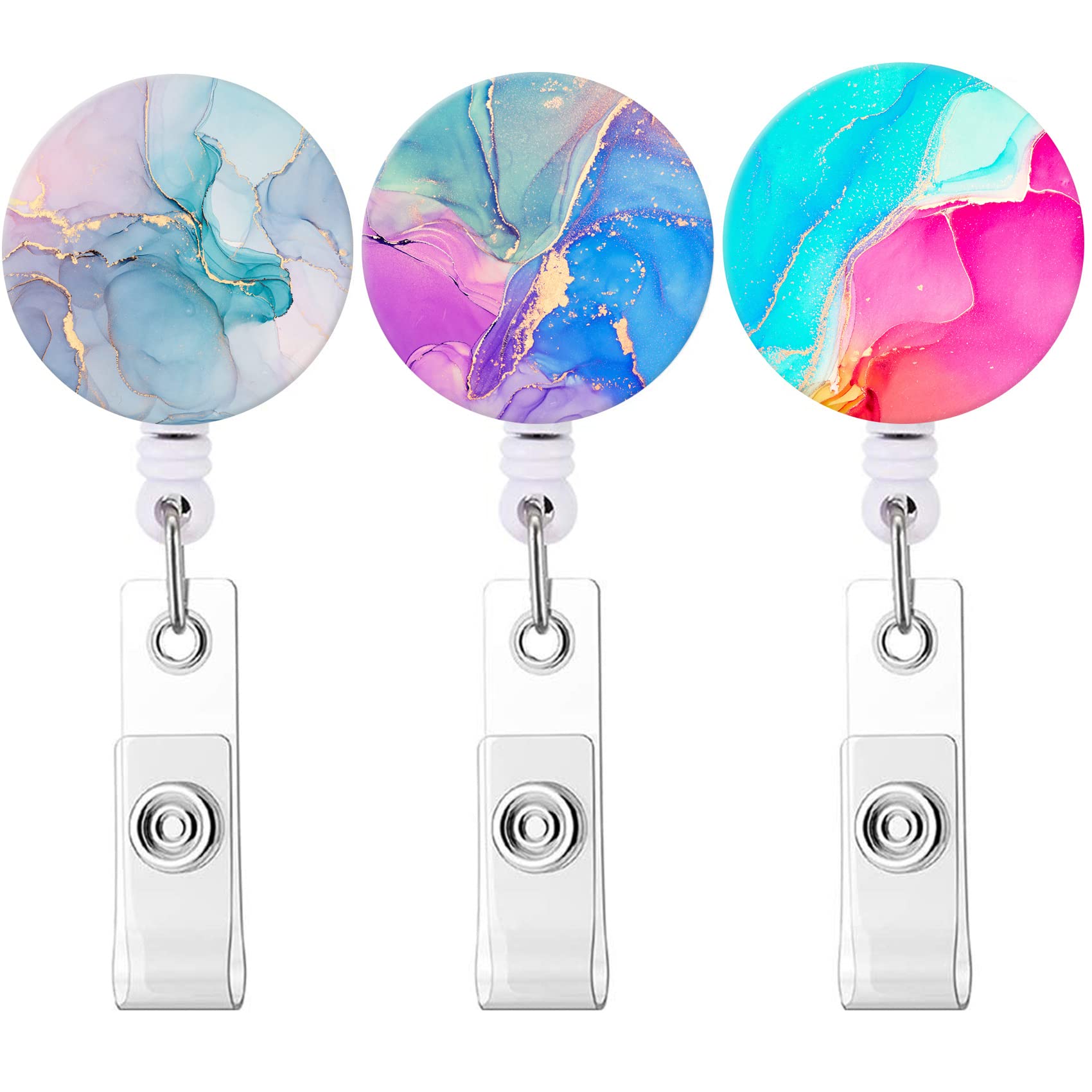 Badge Reel, Retractable Nurse Badge Holder With Alligator Clip Id Name Card Badge Clip For Office Student Doctor Nurse (3Pack Br