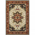 HomeRoots 509138 6 x 9 ft. Oriental Power Loom Stain Resistant Area Rug Red & Ivory