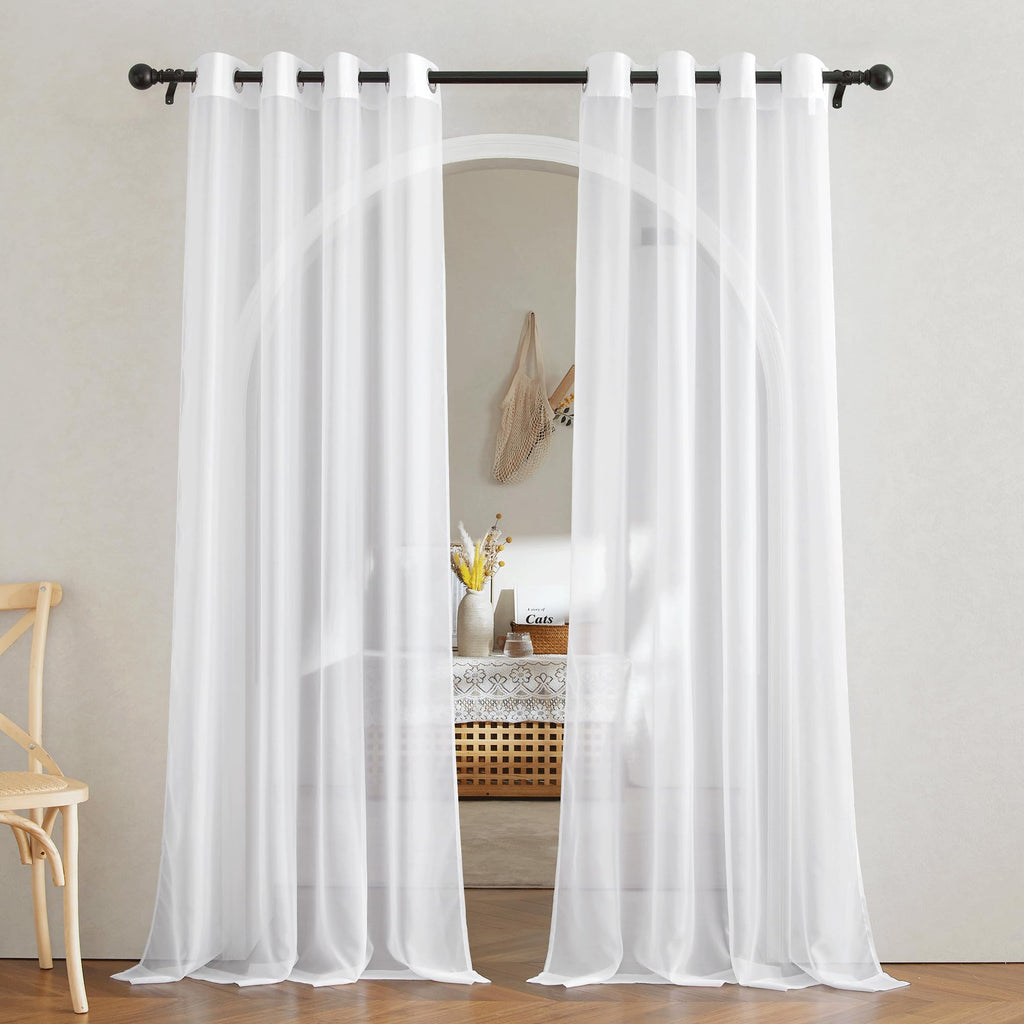 Nicetown Voile White Sheer Curtains For Bedroom - Grommet Light Filtering Elegant Panels Lightweight & Breathable Window Treatme
