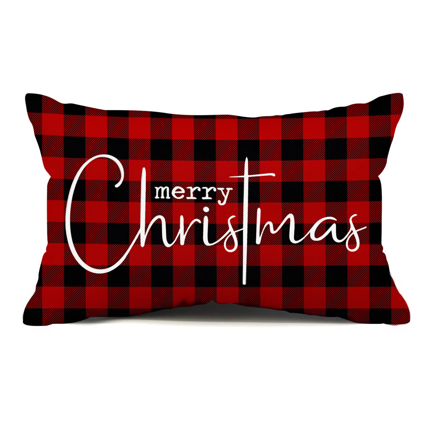 Allorry Christmas Pillow Covers Merry Christmas Throw Pillow Decorative Christmas Red And Black Cotton Cloth Linen Cloth Pillow