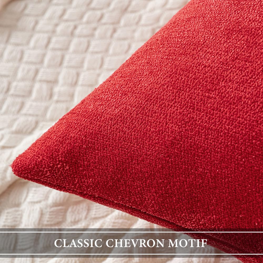 Miulee Pack Of 2 Christmas Red Decorative Pillow Covers 20X20 Inch Soft Chenille Couch Throw Pillows Farmhouse Cushion Covers For Home Decor Sofa Bedroom Living Room