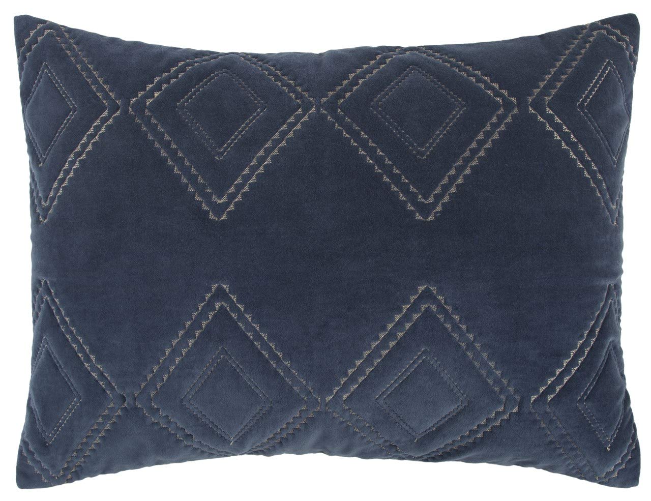 Rizzy Home | BQ4530 | Polyester Quilt | 90"x92" Blue/Metallic/ Geometric