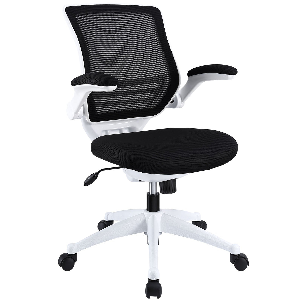 Modway Edge Mesh Back and Black Mesh Seat Office Chair With White Base And Flip-Up Arms in Black