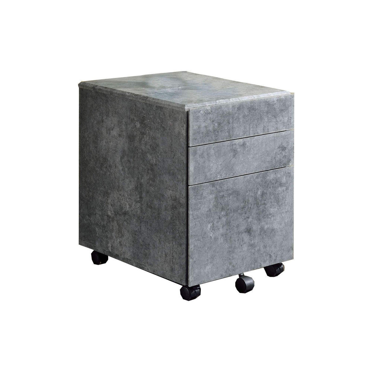 Benjara Contemporary Style File Cabinet With 3 Storage Drawers And Casters, Gray