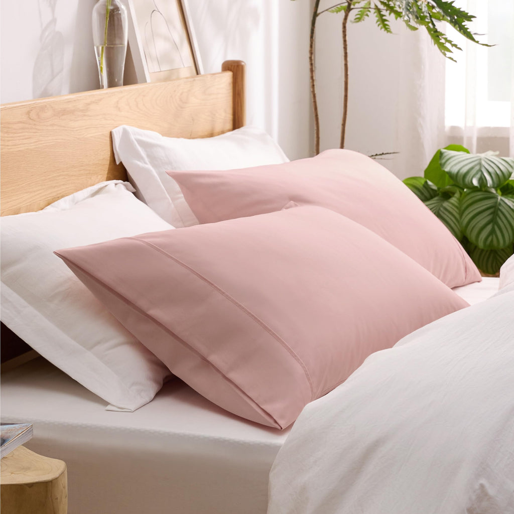 Bedsure Queen Pillow Cases Set Of 2 - Pale Blush Polyester Microfiber Pillowcase 2 Pack, Super Soft And Cozy Pillowcase, Pillow Case Covers With Envelop Closure, 20X30 Inches