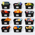 Mifoci 12 Pcs Storage Bins for PVC Slatwall Plastic Bin with Stickers Pens Slatwall Accessories for Organizing Hardware Craft St