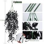 Black Artificial Hanging Plants 4Pcs 33In Fake Hanging Plant Faux Ivy Leaf Greenery Vine Uv Resistant Plastic Wall Black Plant F