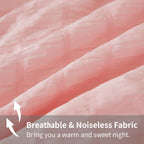 Avelom Blush Pink Seersucker California King Comforter Set (104X96 Inches), 3 Pieces-100% Soft Washed Microfiber Lightweight Comforter With 2 Pillowcases, All Season Down Alternative Bedding Set