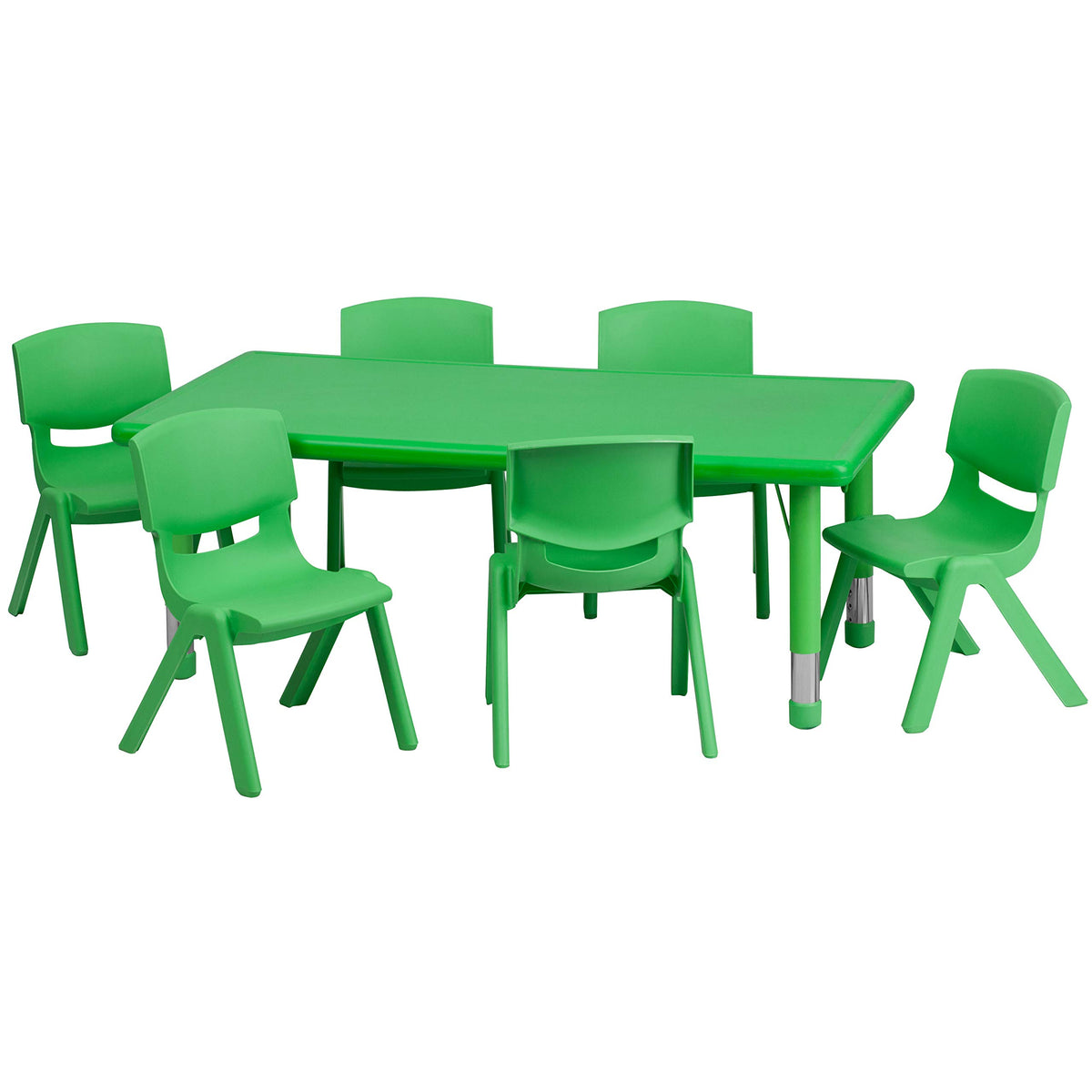 Flash Furniture Rectangular Activity Table Set, 24&quot;W x 48&quot;D x 14.50&quot; - 23.75&quot;H, Green