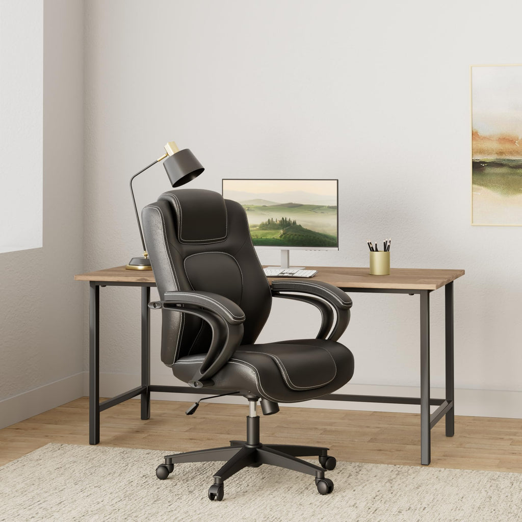 HON Managerial Office Chair- High-Back Computer Desk Chair with Loop Arms , Black (VL402)
