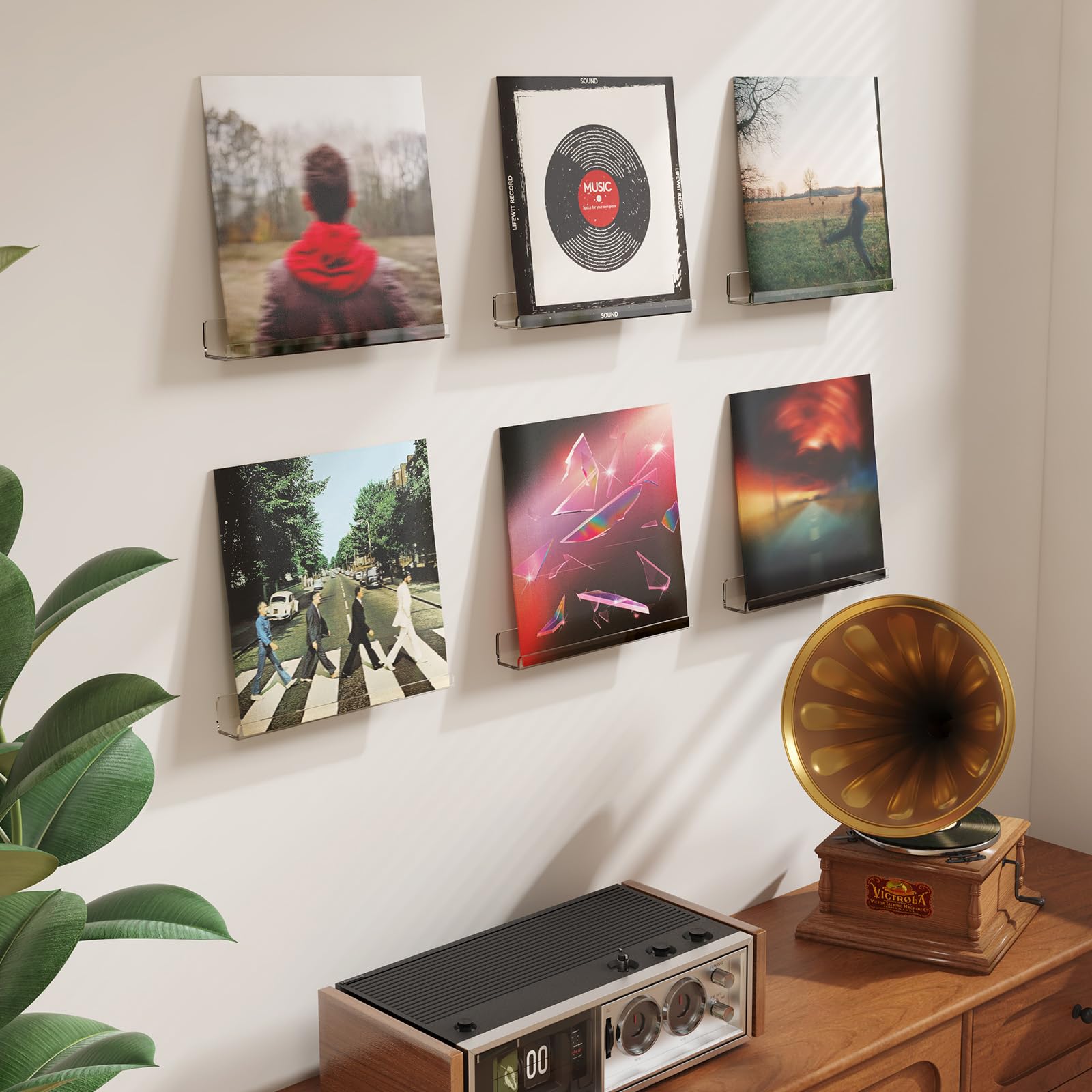 Lifewit Floating Shelves For Vinyl Record, 10 Pack 12' Clear Acrylic Wall Shelf Room Decor For Book/Photo/Picture/Makeup Display In Bedroom, Living Room, Bathroom Storage And Organization
