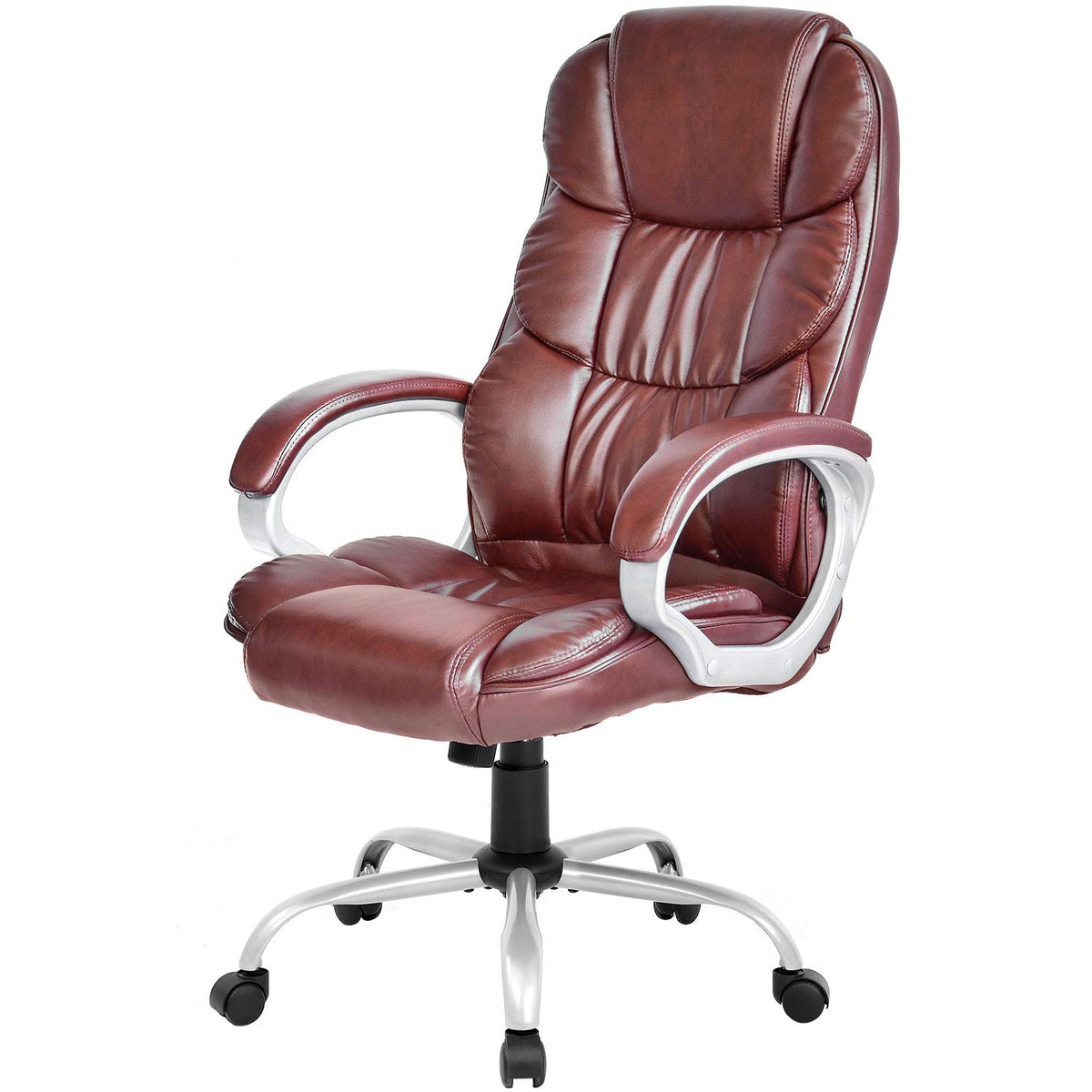 Office Chair Computer High Back Adjustable Ergonomic Desk Chair Executive Pu Leather Swivel Task Chair With Armrests Lumbar Supp