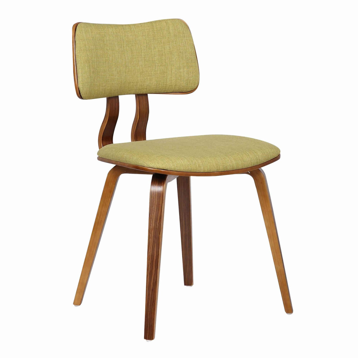 Benjara Fabric Upholstered Split Curved Back Wooden Dining Chair, Brown, Green