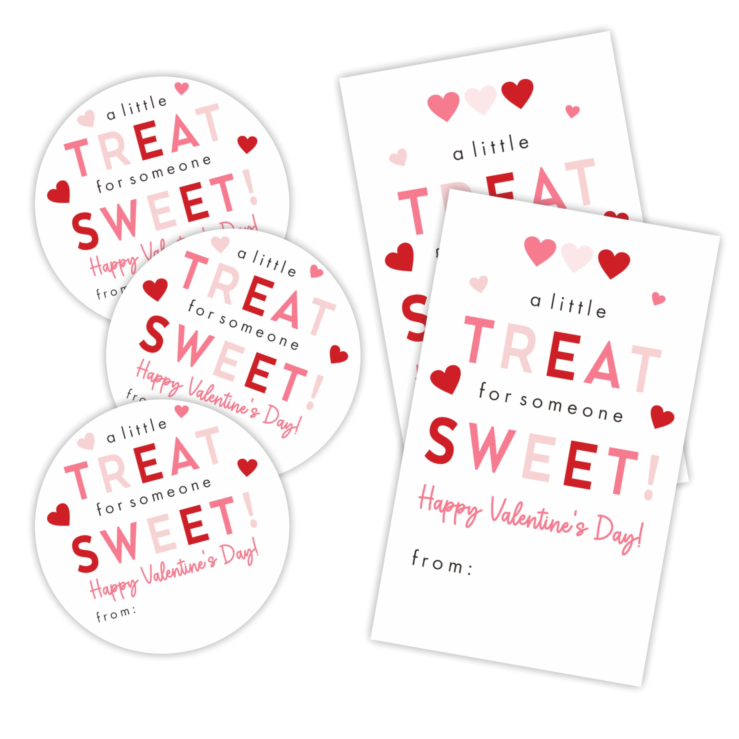 Valentine'S Day Stickers Set - A Little Treat For Someone Sweet - 40 Self Adhesive Labels, Round & Tag Shaped, Each 20 Pcs For G
