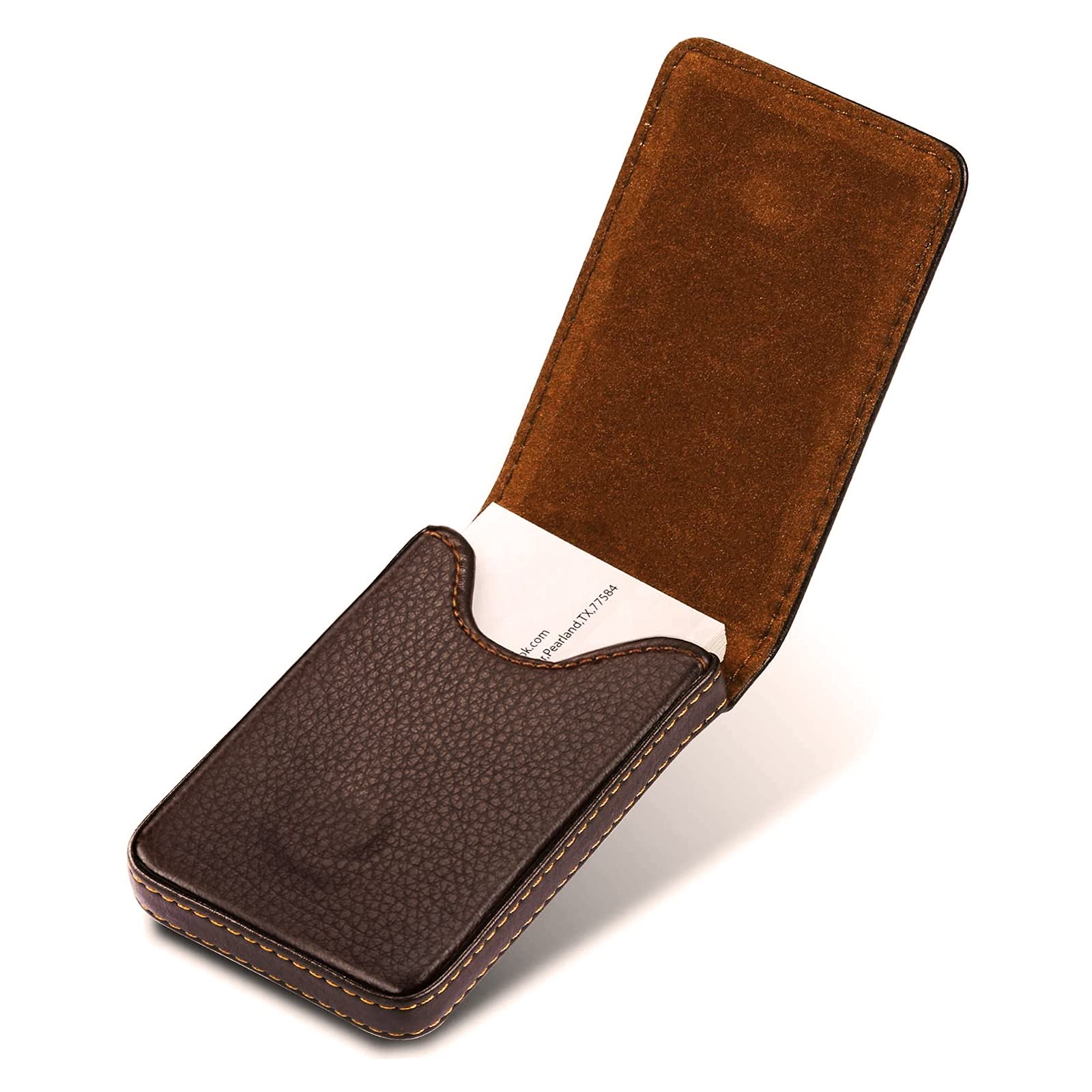 Ocadux Leather Business Card Holder For Men Or Women With Magnetic Shut, Hold 25 Business Cards, Coffee