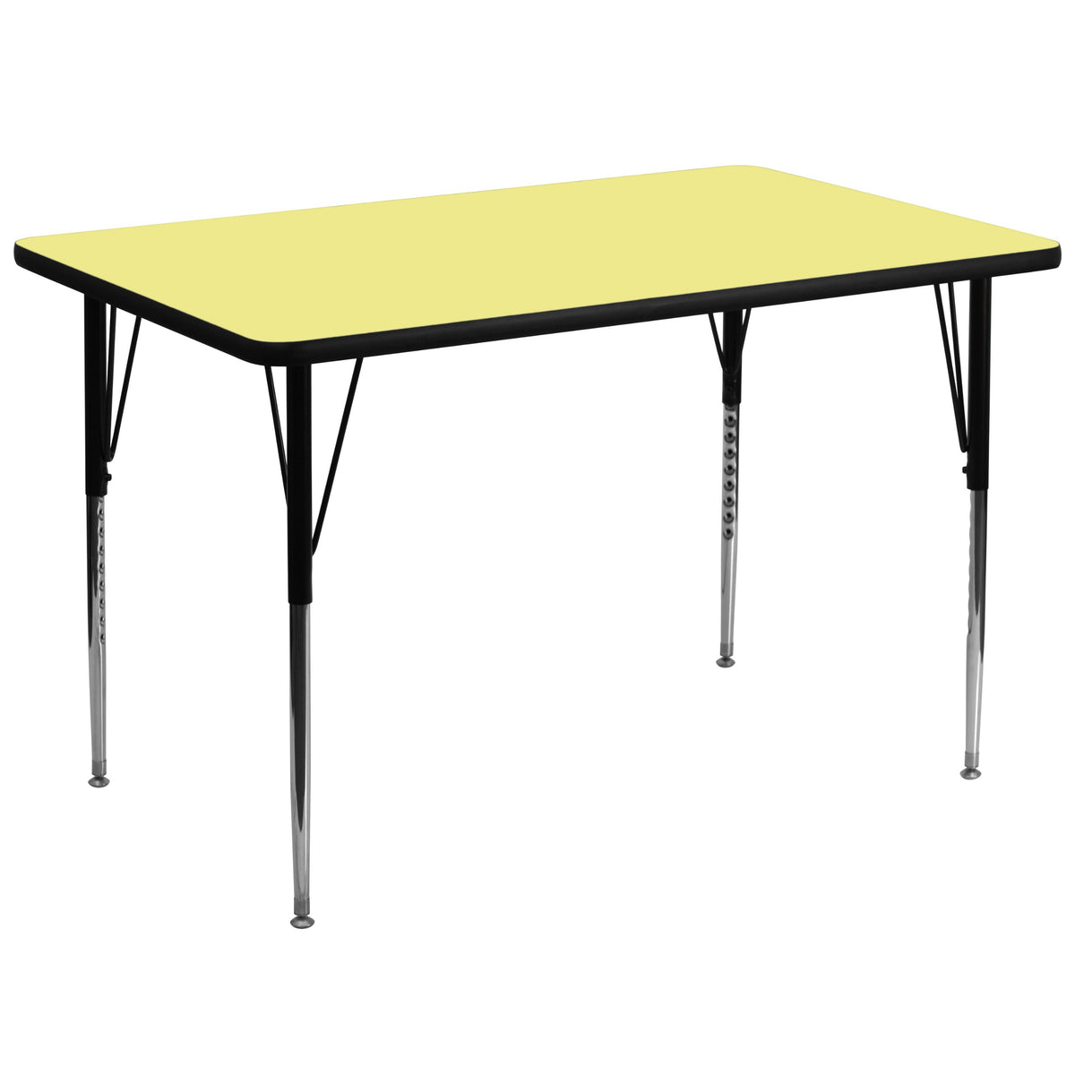 Flash Furniture Wren 36''W x 72''L Rectangular Yellow Thermal Laminate Activity Table - Standard Height Adjustable Legs