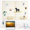 GBYAN Gold Wall Grid Panels 2 Pack Christmas Decoration Multifunctional Wall Organizer Hanging Memo Board Metal Wire Photo Grid 