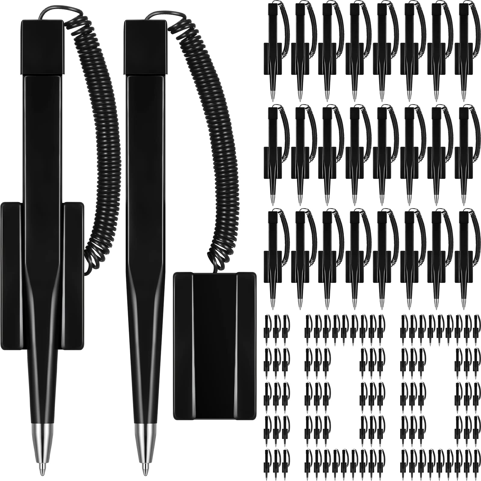 Teling 100 Pieces Secure Counter Pens With Chain Holder Desk Pens Reception Counter Pens For Home Workplace Office Bank