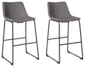 Signature Design By Ashley Centiar Modern Faux Leather 29' Pub Height Bar Stool, Set Of 2, Gray