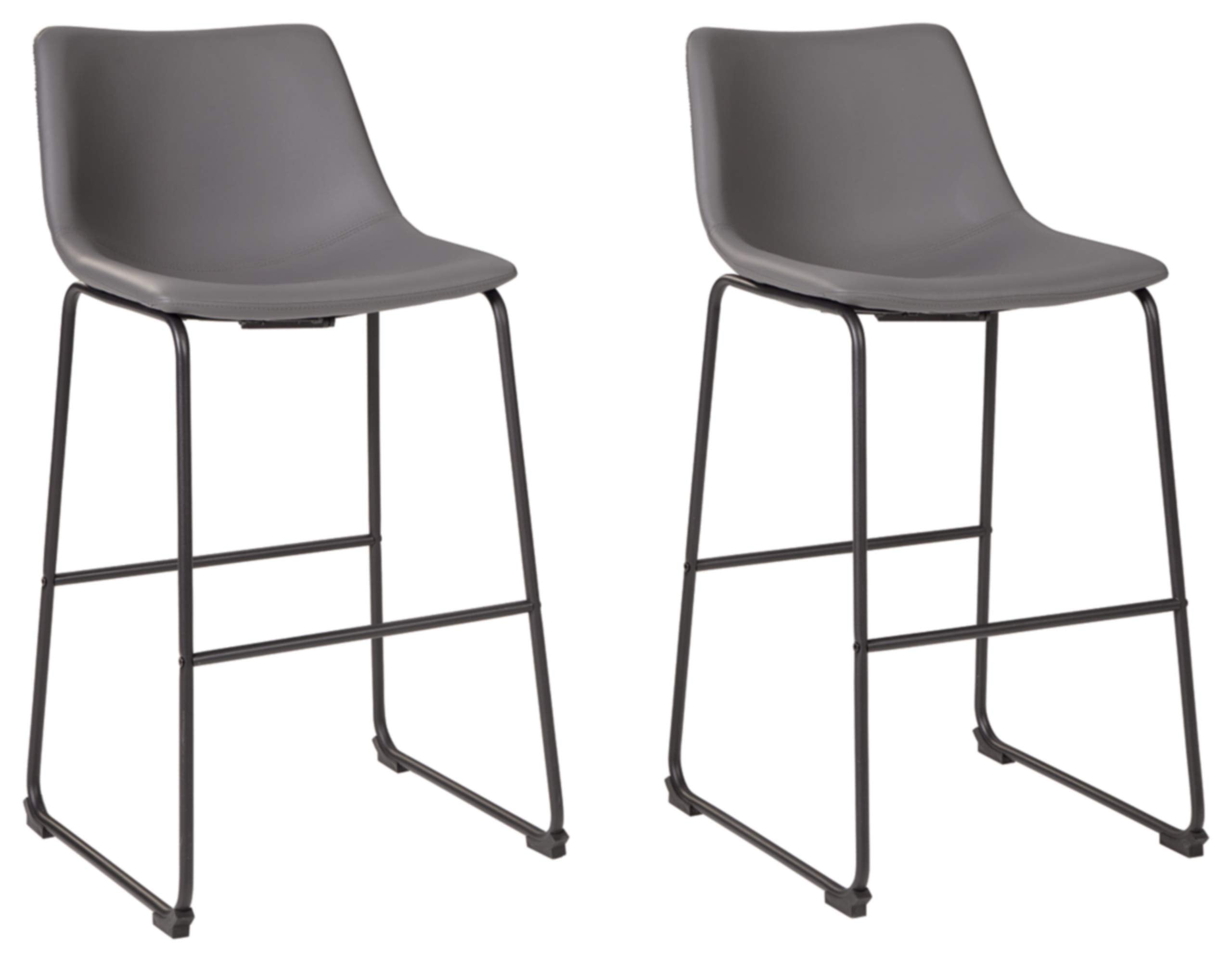 Signature Design By Ashley Centiar Modern Faux Leather 29' Pub Height Bar Stool, Set Of 2, Gray