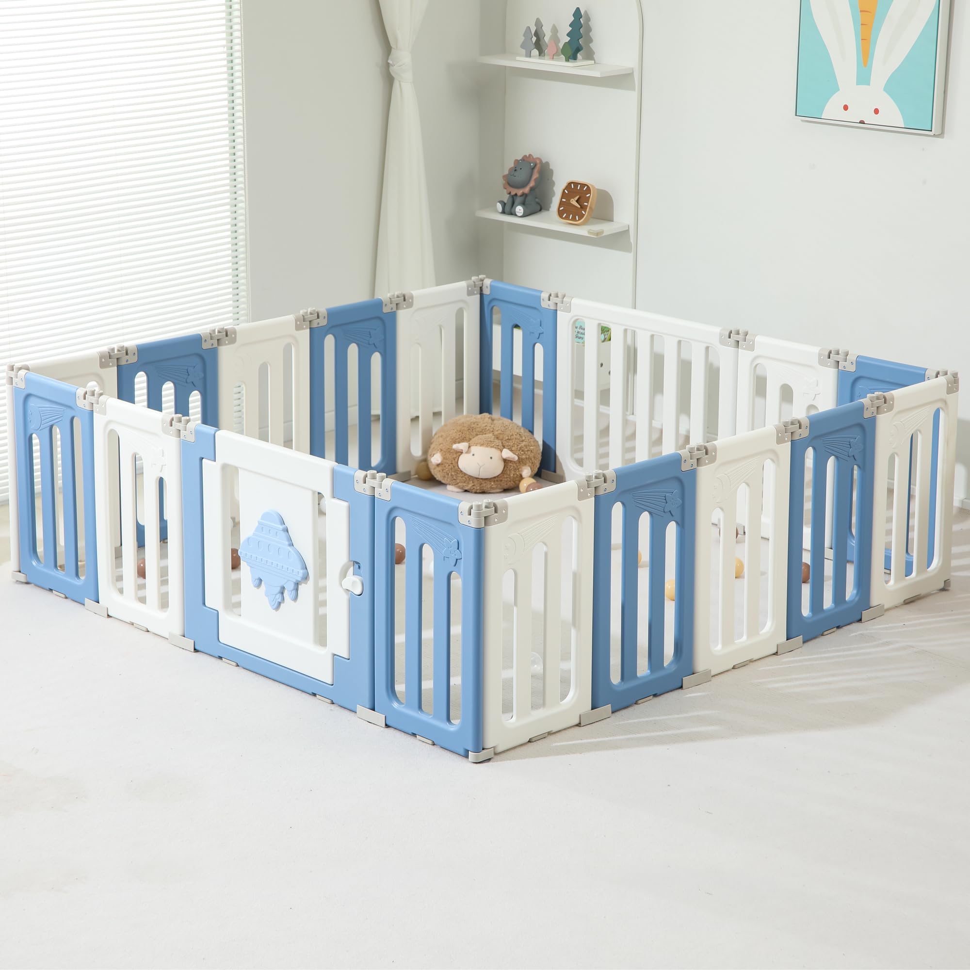 Baby Play Pen, 18 Panels Extra Large Baby Playpen, Foldable Play Pens for Babies and Toddlers, UFO Portable Baby Fence, Baby Gat