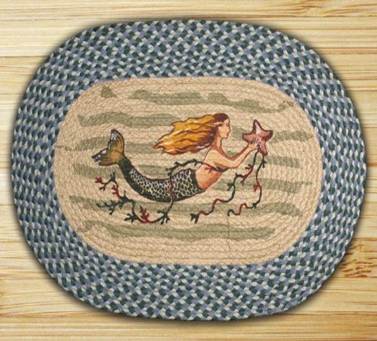 Earth Rugs Mermaid Design Rug, 20 x 30, Foam Green/Sea Blue