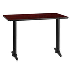 Flash Furniture Graniss 30'' x 42'' Rectangular Mahogany Laminate Table Top with 5'' x 22'' Table Height Bases