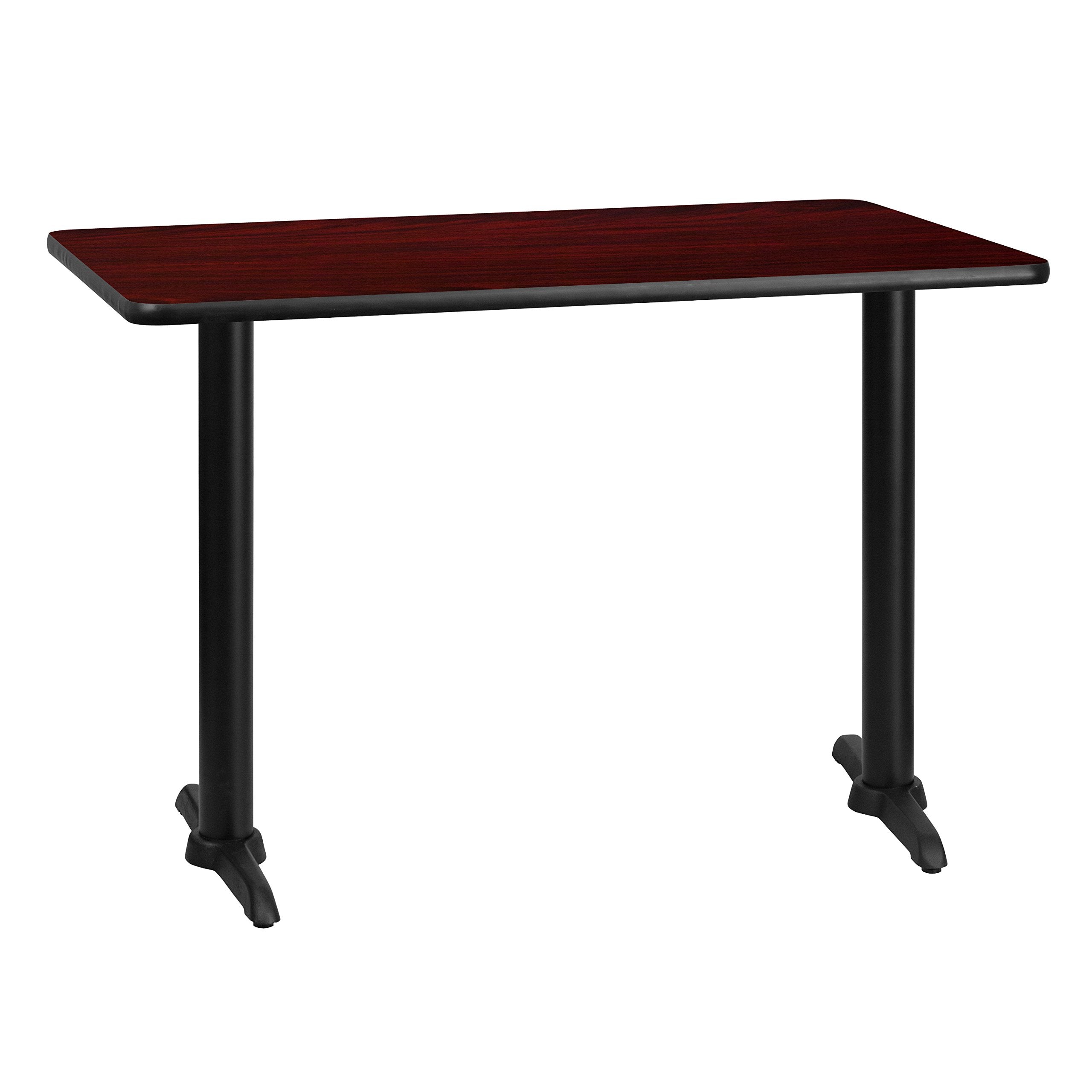Flash Furniture Graniss 30'' x 42'' Rectangular Mahogany Laminate Table Top with 5'' x 22'' Table Height Bases