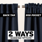 Best Home Fashion Premium Blackout Curtain Panels - Solid Thermal Insulated Window Treatment Blackout Drapes For Bedroom - Back