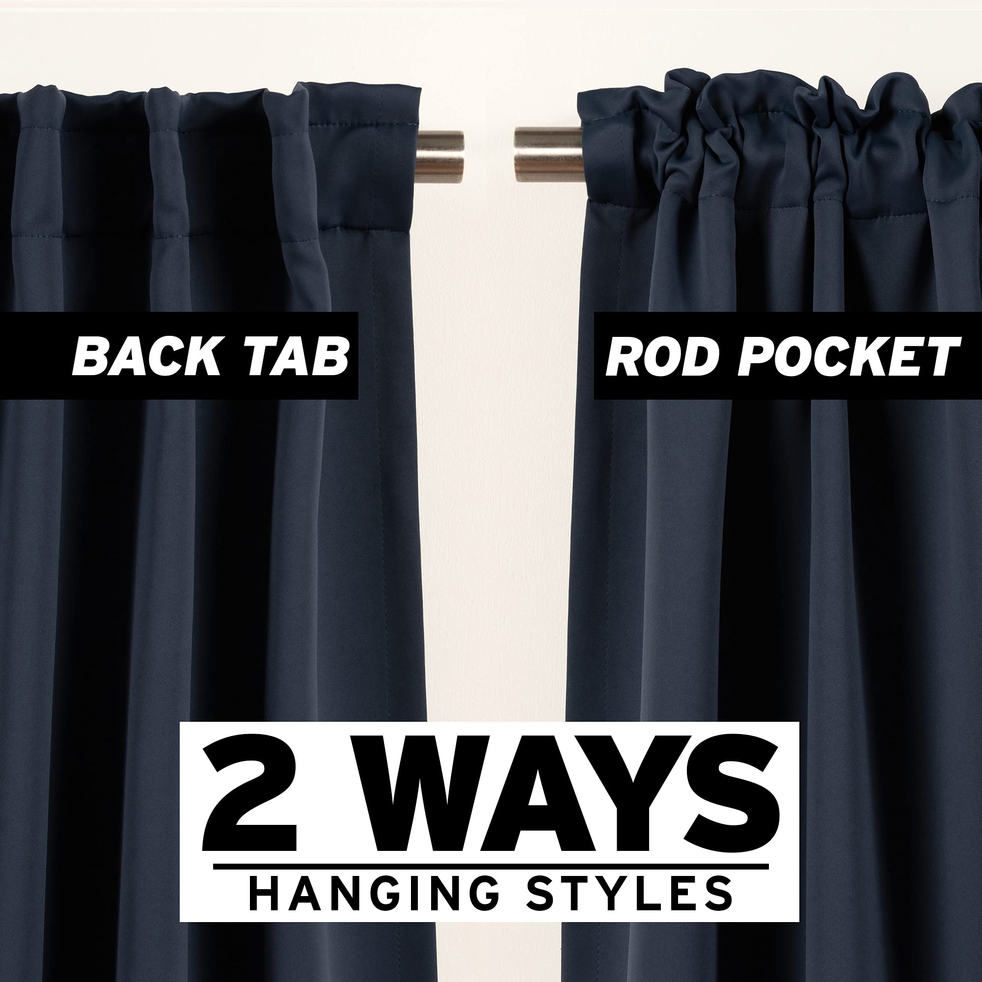 Best Home Fashion Premium Blackout Curtain Panels - Solid Thermal Insulated Window Treatment Blackout Drapes For Bedroom - Back