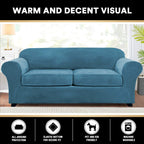 Princedeco 3 Pieces Sofa Covers Velvet Couch Covers For 2 Cushion Sofa Soft Sofa Covers For 2 Cushion Couch Width Up To 90 Inch Feature Thick Soft Stay In Place(Medium-Large, Seagrass)