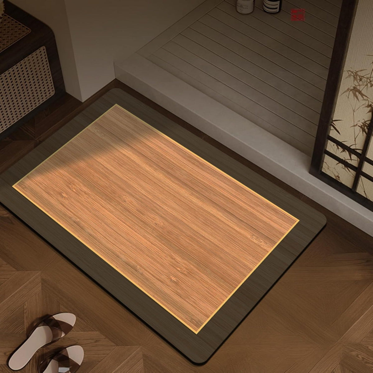VENIVA Non Slip Thin Bath Mat Bathroom Rugs Super Absorbent Stain Resistant Quick Dry Soft Thin Washable Shower Bath Mats for Ba