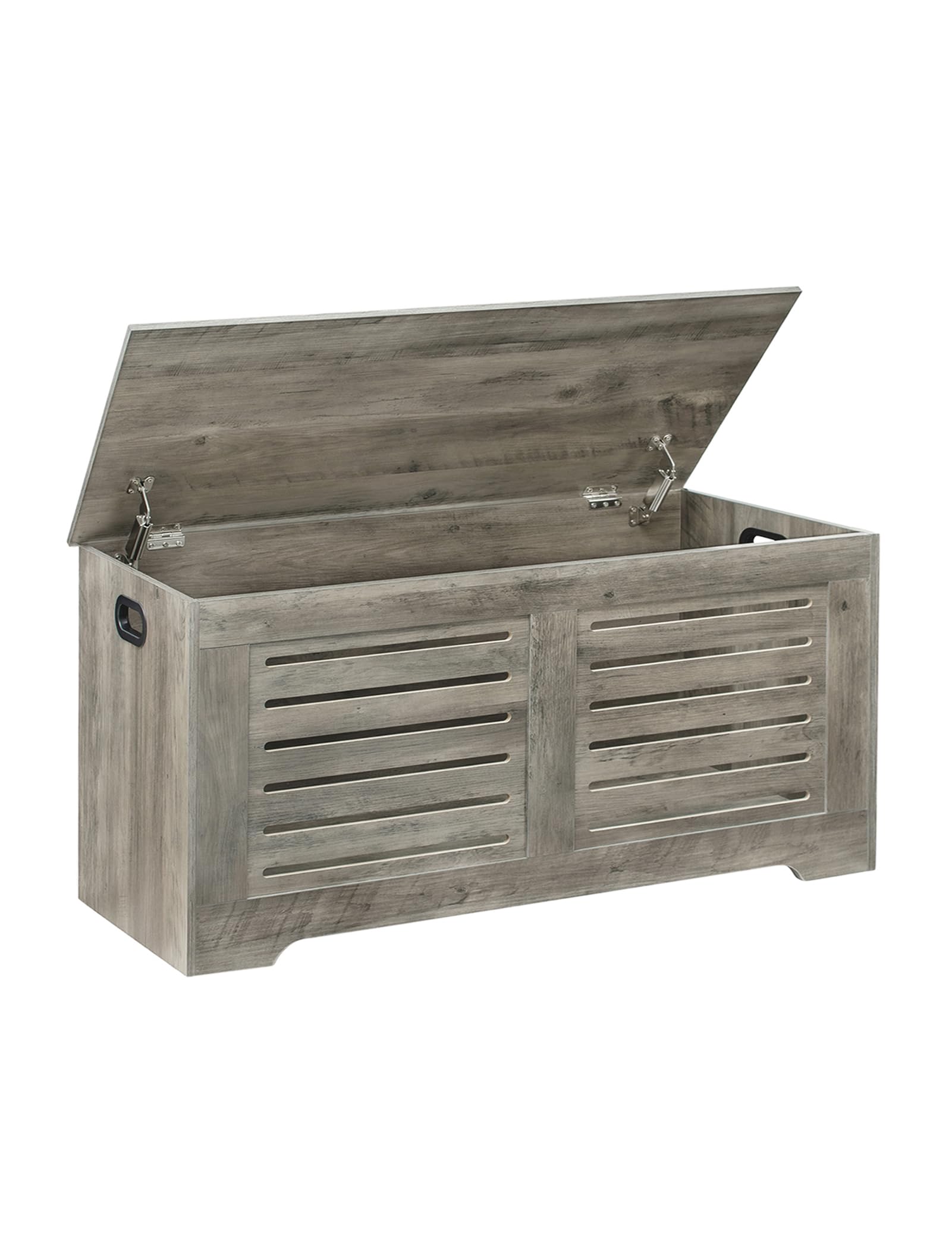 Dinzi Lvj Storage Chest, 39.4”Wooden Toy Box With 2 Safety Hinges, Retro Entryway Shoe Storage Bench With Flip-Top, Sturdy Large Storage Trunk For Living Room, Bedroom, Easy Assembly, Gray Wash