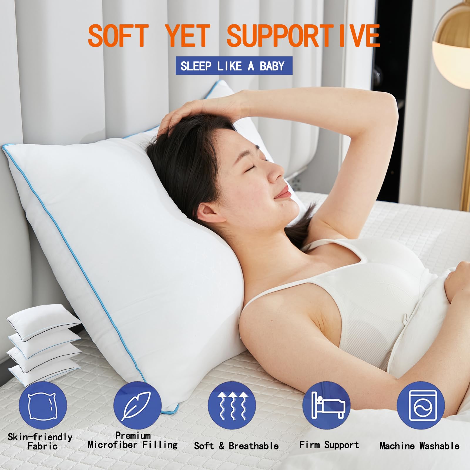 Flanhorest Bed Pillows For Sleeping - Pillows Standard Size Set Of 4 Cooling Luxury Hotel Quality Pillow With Premium Plush Soft