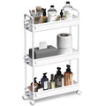 SOLEJAZZ 3 Tier Storage Cart Sliding and Sliding Mobile Storage Cart for Kitchen, Bathroom, Laundry Room, Bedroom, Narrow Space,