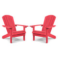 Yefu Adirondack Chairs Set Of 2 Plastic Outdoor Chairs, Weather Resistant, 5 Steps Easy Installation, Like Real Wood, Widely Used In Patio, Fire Pit, Deck, Porch, Garden, Campfire Chairs (Red)