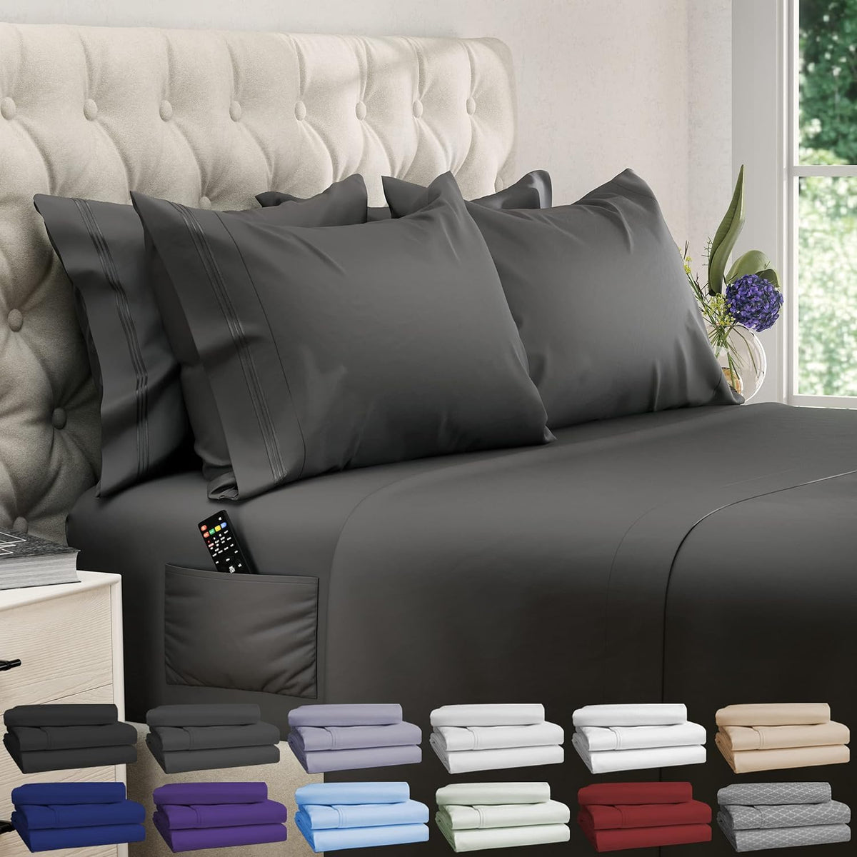 Dreamcare Queen Sheet Set - 6 Pcs Cooling Bed Sheets - Up To 21    Deep Pocket Queen Sheets Set - 2500 Supreme Collection - Oeko