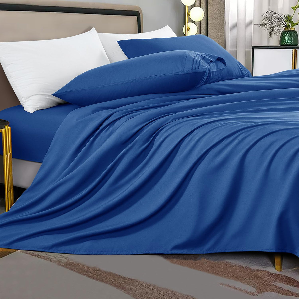 Shilucheng King Size Sheet Set - Breathable & Cooling Bed Sheets - Soft 1800 Thread Count Microfiber Hotel Sheets - Comfy Beddin