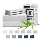 Tafts Bamboo Sheets Queen Size Bed Sheets 5 Piece Set, Pure 100% Organic Bamboo, 17” Deep Pockets - Luxuriously Soft, Silky Smooth, Cooling, Double Stitched, Lifetime Quality Guarantee (Lt Grey)