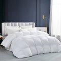 Luxurious White Solid Heavy Weight, King Size Goose Feathers Down Comforter For Winter Weather Duvet Insert, Premium Baffle Box,