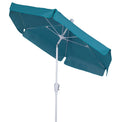 FiberBuilt Umbrellas Garden Umbrella with Push-Button Tilt, 7.5 Foot Teal Canopy and White Pole