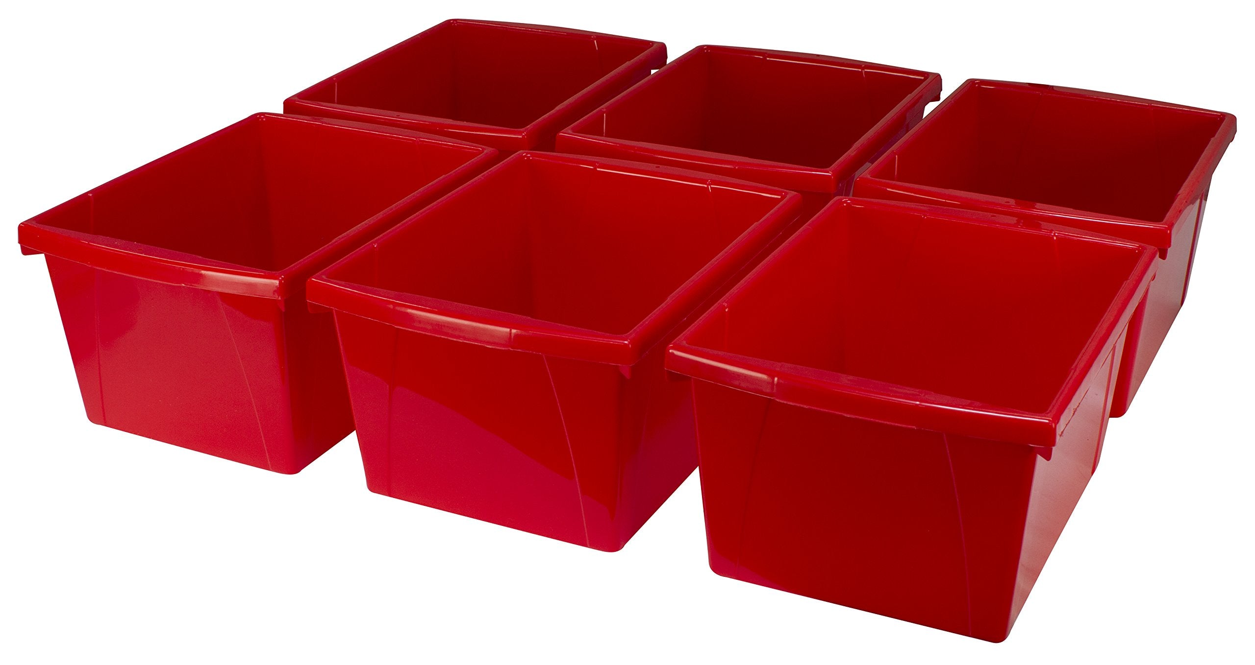 Storex 4 Gallon Storage Bin - Plastic Classroom Organizer For Books And Supplies, Red, 6-Pack (61452U06C)