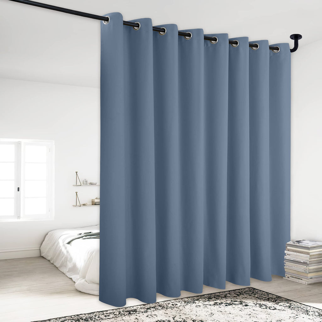 Nicetown Lower Noise Room Divider Curtain Screen Partitions, Blackout Sound Reducing Room Curtain Panel For Doorway/Glass Window/Sliding Door/Patio (Stone Blue, 1 Panel, 84' Tall X 120' Wide)