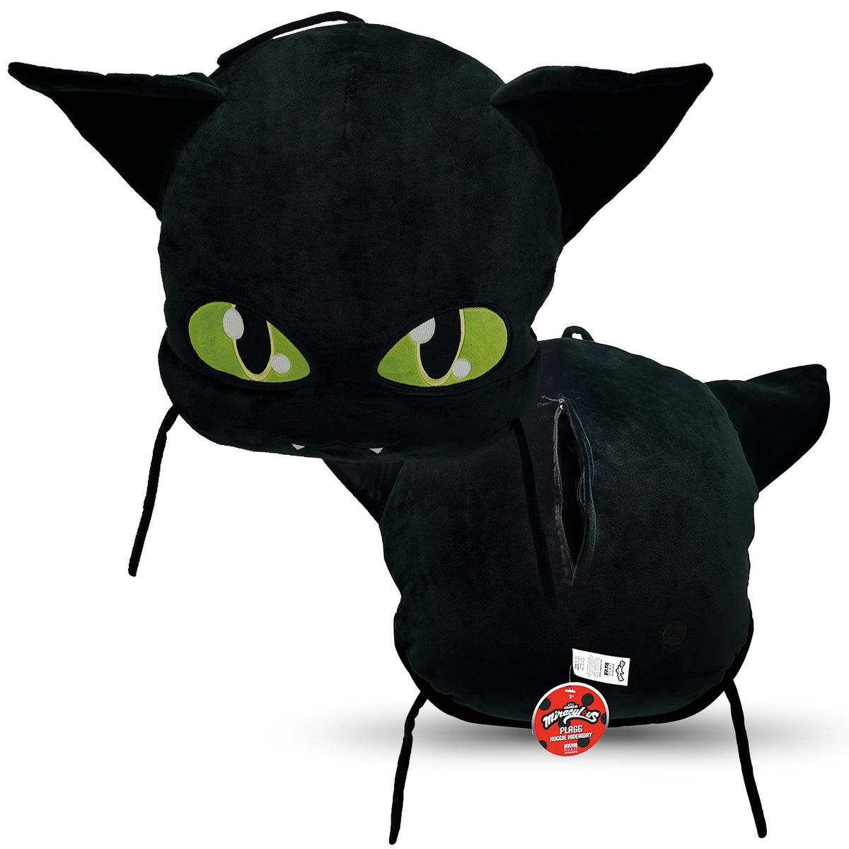 Miraculous Ladybug Plagg Plush Pillow 40Cm Extra Soft Plush Toy For Kids With Large Secret Zipper Pocket At Back (Wyncor)