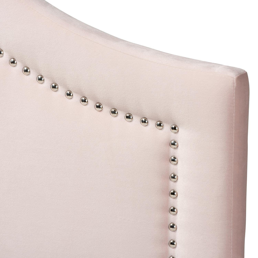 Baxton Studio Rita Modern and Contemporary Light Pink Velvet Fabric Upholstered Queen Size Headboard
