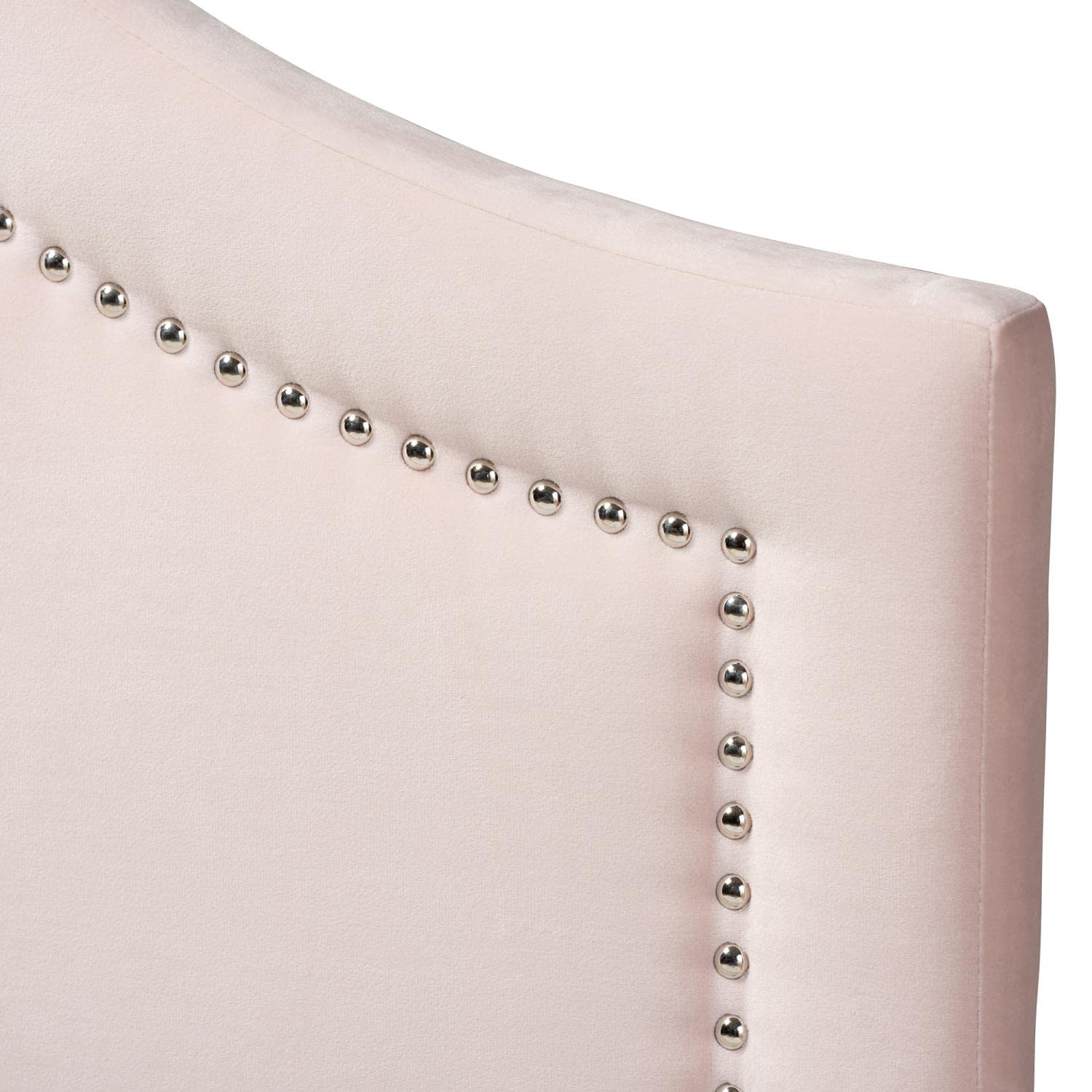Baxton Studio Rita Modern and Contemporary Light Pink Velvet Fabric Upholstered Queen Size Headboard