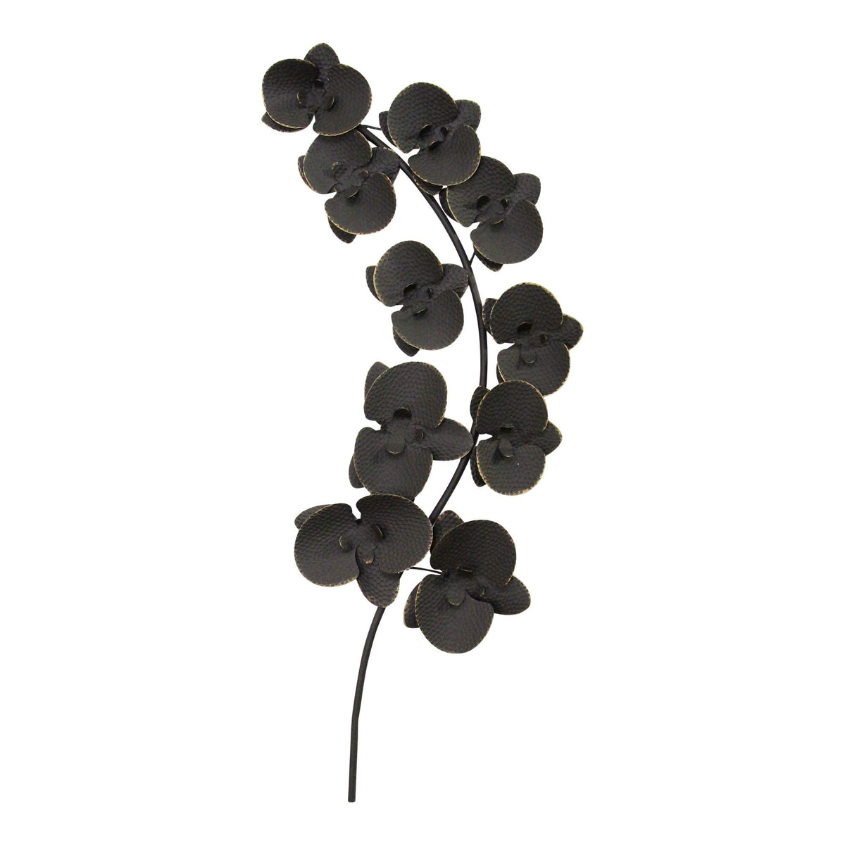 HomeRoots Matte Black & Gold Metal Orchids Wall Decor