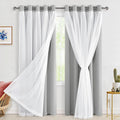 Hiasan Silver Grey Blackout Curtains with Sheer 84 Inches Long, Thermal Insulated Double Layer Room Darkening Curtains for Bedro